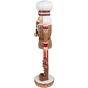 Clayre & Eef 6PR4257 Dekoracja świąteczna Dziadek do orzechów brązowo-czerwony 13x12x46 cm polyresin