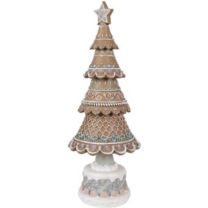 Clayre & Eef 6PR4324 Choinka dekoracyjna brązowo-różowa Ø 16x42 cm styl wiejski