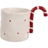 Clayre & Eef 6CEMU0153 Kubek beżowo-czerwony ceramiczny 325 ml styl wiejski 14x9x10 cm