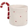 Clayre & Eef 6CEMU0153 Kubek beżowo-czerwony ceramiczny 325 ml styl wiejski 14x9x10 cm