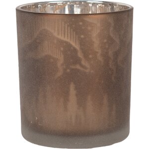 Clayre & Eef 6GL4660 Pojemnik na podgrzewacze z motywem jelenia brązowy Ø 7x8 cm szkło