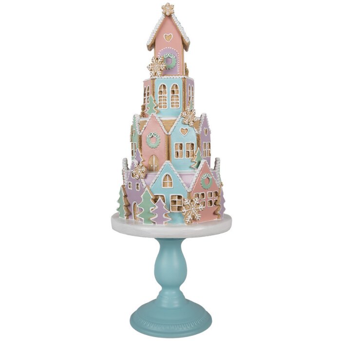 Clayre & Eef 5PR0136 Domek dekoracyjny pastelowe kolory niebieski różowy Ø 24x59 cm polyresin