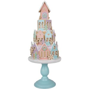 Clayre & Eef 5PR0136 Domek dekoracyjny pastelowe kolory niebieski różowy Ø 24x59 cm polyresin