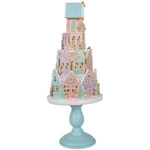 Clayre & Eef 5PR0136 Domek dekoracyjny pastelowe kolory niebieski różowy Ø 24x59 cm polyresin