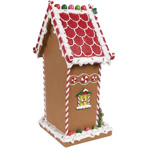 Clayre & Eef 6PR4251 Dekoracja domek z piernika brązowo-biała 18x14x31 cm
