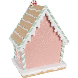 Clayre & Eef 6PR4263 Domek dekoracyjny różowy 20x16x25 cm Polyresin Christmas