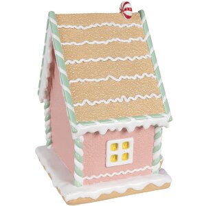 Clayre & Eef 6PR4263 Domek dekoracyjny różowy 20x16x25 cm Polyresin Christmas