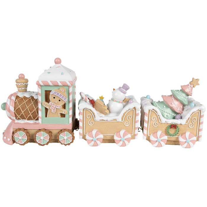Clayre & Eef 6PR4266 Dekoracja Pociąg beżowo-różowy 45x12x19 cm polyresin