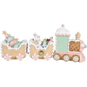 Clayre & Eef 6PR4266 Dekoracja Pociąg beżowo-różowy 45x12x19 cm polyresin
