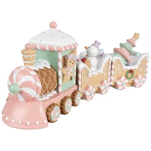 Clayre & Eef 6PR4266 Dekoracja Pociąg beżowo-różowy 45x12x19 cm polyresin