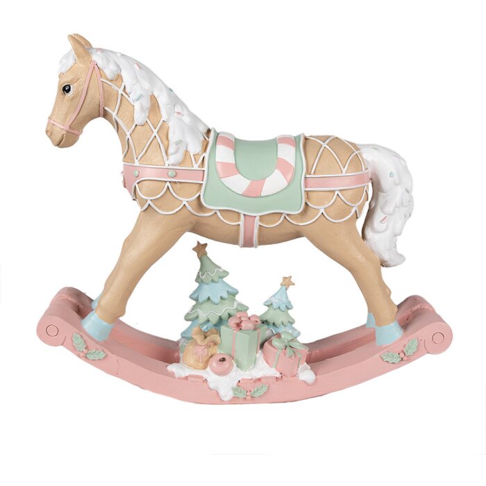 Clayre & Eef 6PR4260 Dekoracyjny koń na biegunach beżowy 41x10x37 cm Polyresin Country House