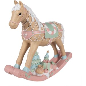 Clayre & Eef 6PR4260 Dekoracyjny koń na biegunach beżowy 41x10x37 cm Polyresin Country House