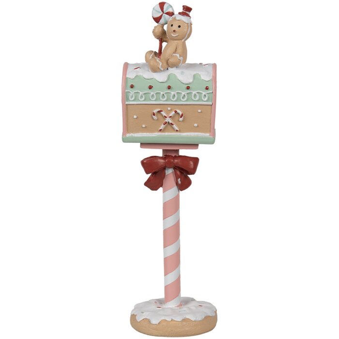 Clayre & Eef 6PR4265 Świąteczna skrzynka na listy Różowa 11x10x36 cm Polyresin