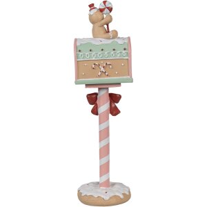 Clayre & Eef 6PR4265 Świąteczna skrzynka na listy Różowa 11x10x36 cm Polyresin