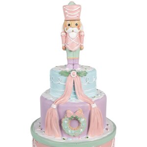 Clayre & Eef 6PR4261 Dekoracja tortu Ø 17x42 cm różowa polyresin styl wiejski