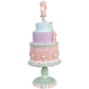 Clayre & Eef 6PR4261 Dekoracja tortu Ø 17x42 cm różowa polyresin styl wiejski