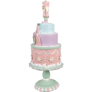 Clayre & Eef 6PR4261 Dekoracja tortu Ø 17x42 cm różowa polyresin styl wiejski