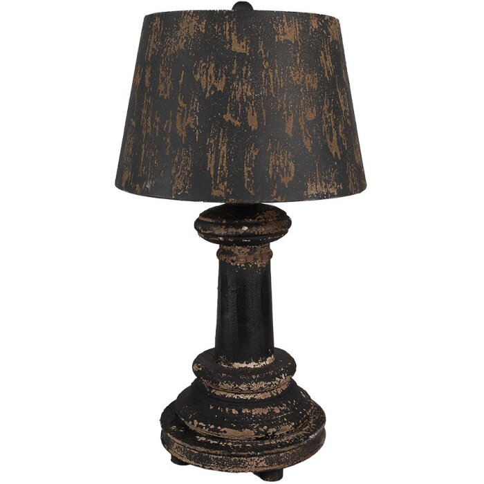 Clayre & Eef 6LMC0089 Lampa stołowa drewno żelazo Ø35x64 cm brązowy czarny E27 60W