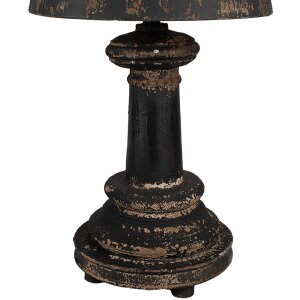 Clayre & Eef 6LMC0089 Lampa stołowa drewno żelazo Ø35x64 cm brązowy czarny E27 60W