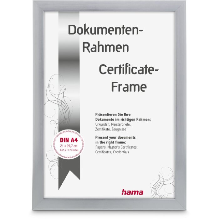 Ramka plastikowa Hama Chiaro srebrna 21 x 29,7 cm DIN A4
