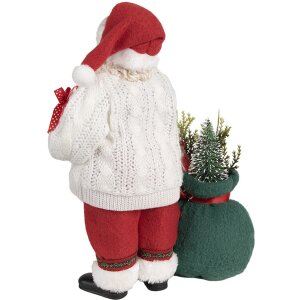 Clayre & Eef 65599 Dekoracja bożonarodzeniowa Ojciec Boże Narodzenie Biały Czerwony 18x13x27 cm