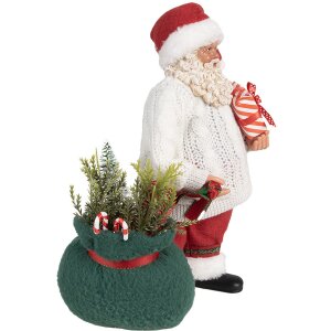 Clayre & Eef 65599 Dekoracja bożonarodzeniowa Ojciec Boże Narodzenie Biały Czerwony 18x13x27 cm