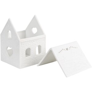 Clayre & Eef 6CE1739 Pojemnik na podgrzewacze Dom Porcelana Biały 7x8x9 cm