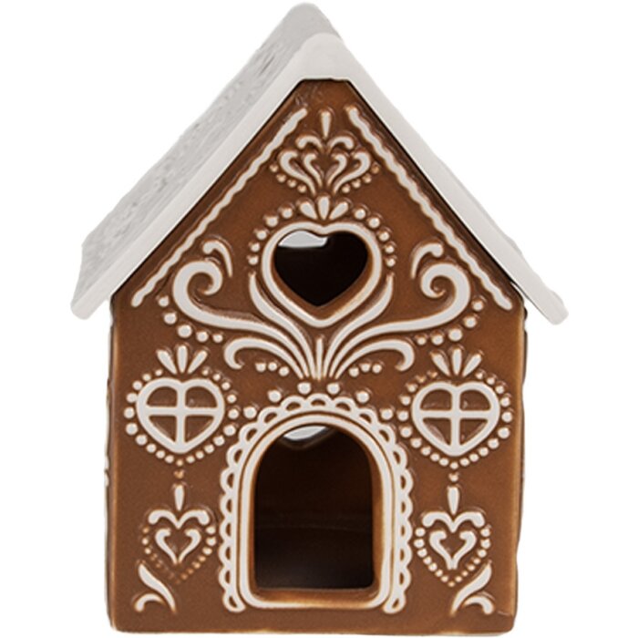 Clayre & Eef 6CE1742 Pojemnik na podgrzewacze House Brown White 7x8x9 cm Porcelana