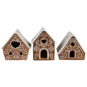 Clayre & Eef 6CE1742 Pojemnik na podgrzewacze House Brown White 7x8x9 cm Porcelana