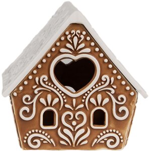 Clayre & Eef 6CE1743 Pojemnik na podgrzewacze brązowo-biała porcelana 9x7x8 cm