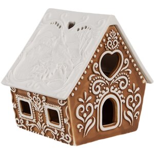 Clayre & Eef 6CE1743 Pojemnik na podgrzewacze brązowo-biała porcelana 9x7x8 cm