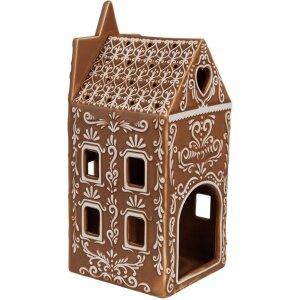 Clayre & Eef 6CE1746 Pojemnik na świeczki Dom Porcelana Brązowy Biały 7x7x17 cm