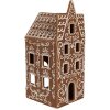 Clayre & Eef 6CE1746 Pojemnik na świeczki Dom Porcelana Brązowy Biały 7x7x17 cm
