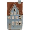 Clayre & Eef 6CE1884 Teelichthalter Haus Keramik Blau Braun 11x8x20 cm