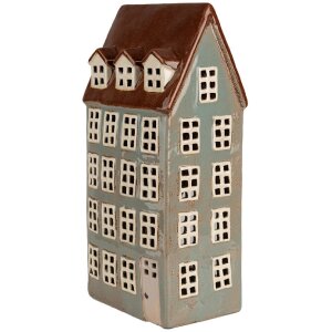 Clayre & Eef 6CE1886 Teelichthalter Haus Keramik Grau...