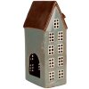 Clayre & Eef 6CE1886 Teelichthalter Haus Keramik Grau Braun 15x11x30 cm