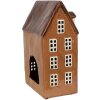 Clayre & Eef 6CE1887 Teelichthalter Haus Keramik Braun 17x11x24 cm Landhausstil