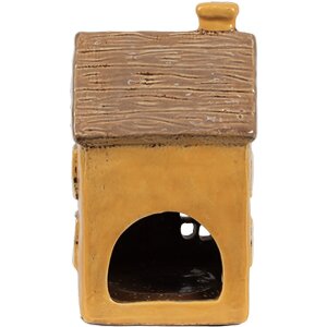 Clayre & Eef 6CE1891 Teelichthalter Haus Keramik Gelb 9x9x15 cm Landhausstil