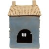 Clayre & Eef 6CE1894 Teelichthalter Haus Blau Beige 16x10x23 cm Keramik