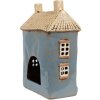 Clayre & Eef 6CE1894 Teelichthalter Haus Blau Beige 16x10x23 cm Keramik