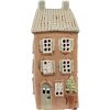 Clayre & Eef 6CE1895 Teelichthalter Haus Keramik Braun Beige 12x9x28 cm