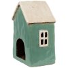 Clayre & Eef 6CE1898 Teelichthalter Haus Keramik Grün Beige 13x9x18 cm Landhaus