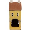 Clayre & Eef 6CE1913 Teelichthalter Haus Gelb Braun Landhausstil 11x9x25 cm
