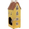 Clayre & Eef 6CE1913 Teelichthalter Haus Gelb Braun Landhausstil 11x9x25 cm