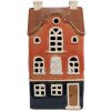Clayre & Eef 6CE1914 Teelichthalter Haus Keramik Orange Blau 12x9x22 cm