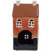 Clayre & Eef 6CE1914 Teelichthalter Haus Keramik Orange Blau 12x9x22 cm