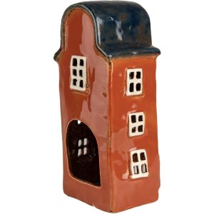 Clayre & Eef 6CE1871 Teelichthalter Haus Keramik Rot 12x9x25 cm Landhausstil