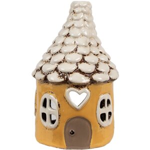 Clayre & Eef 6CE1874 Teelichthalter Haus Keramik Gelb...