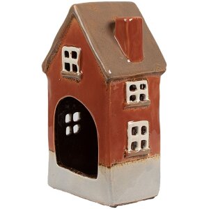 Clayre & Eef 6CE1909 Teelichthalter Haus Keramik Orange Braun 10x8x18 cm