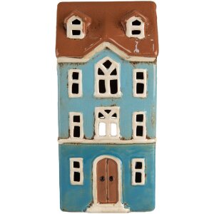 Clayre & Eef 6CE1915 Teelichthalter Haus Blau Braun...